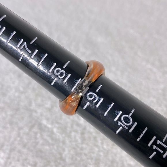 Vintage Art Glass Handmade Orange & Bronze Glitter Band Ring - Picture 10 of 11